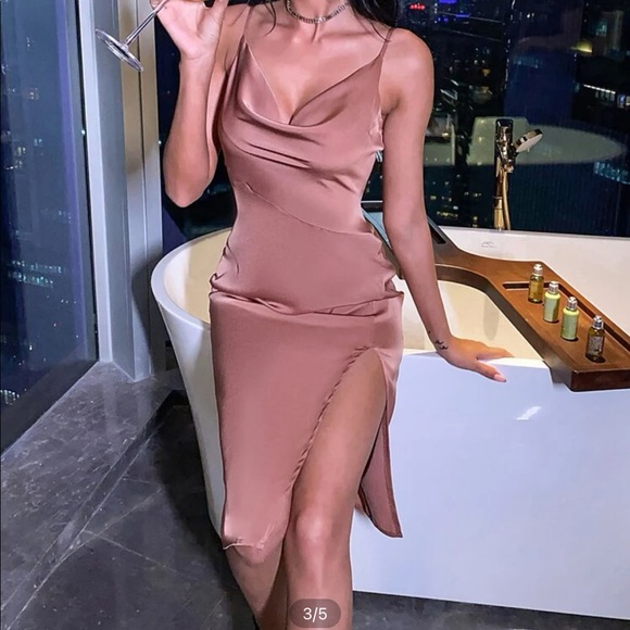 NWT Pink Silky Slip Dress - Picture 4 of 7